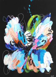 Ash Almonte: Green Swirl Blue Butterfly