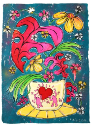 Jonjo Elliott: Haring Pot & a Pink Bloom